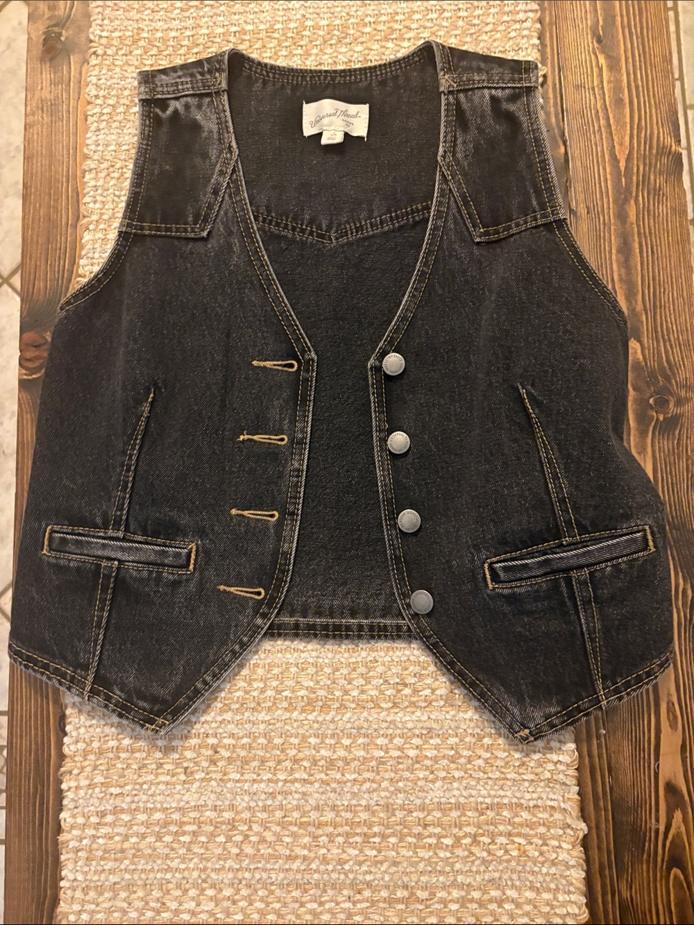 Black Denim Women Vest